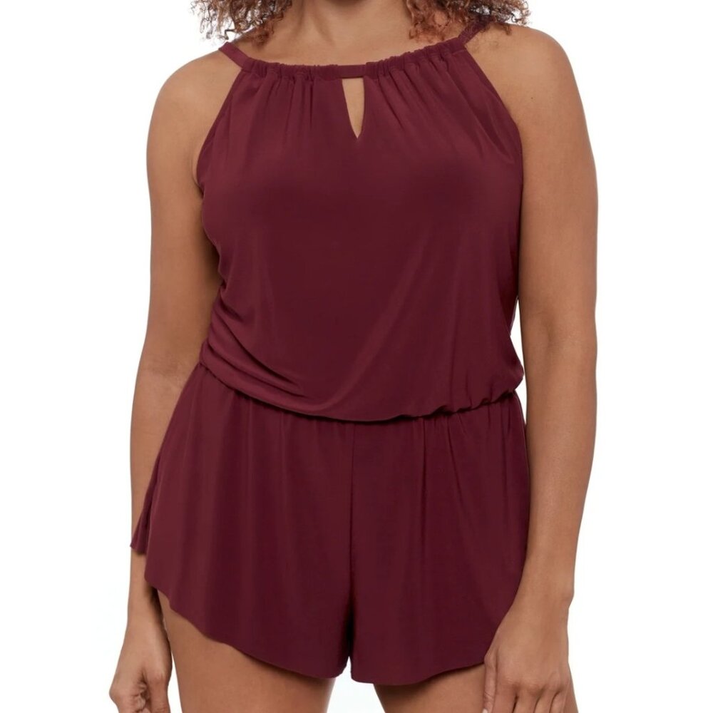 NWT Aqua Green Keyhole Blousen Lined Swimsuit Women Plum Beach Pool 22W